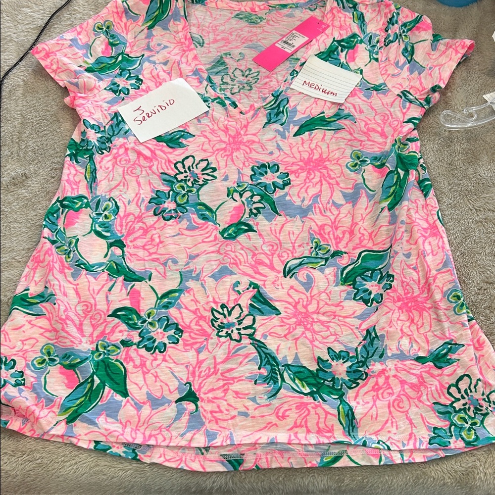 Lilly Pulitzer Etta V-neck in Pink Blossom - NWT